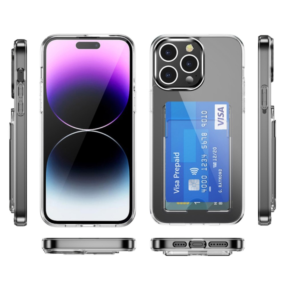 iPhone 15 Pro Hybrid Hülle TPU Bumper mit Acryl Rückseite   Kartenfach - Transparent