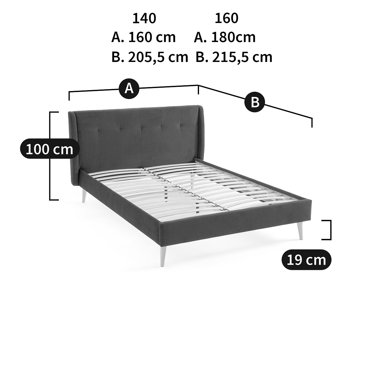 LA REDOUTE INTERIEURS<br>Cama com estrado de ripas, Naisy