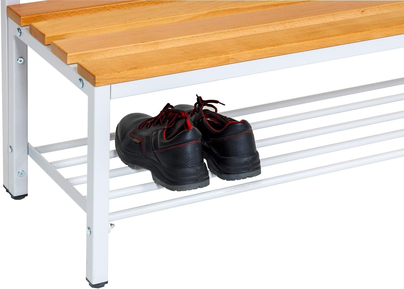 furni24 Bank Umkleidebank, Sitzbank für Umkleideräume mit Schuhrost BxHxT: 100x42x40 cm, Umkleidesitzbank, Umkleidebank, Garderobenbank, Sportbank, Bank mit Echtholz für Fitnessstudio