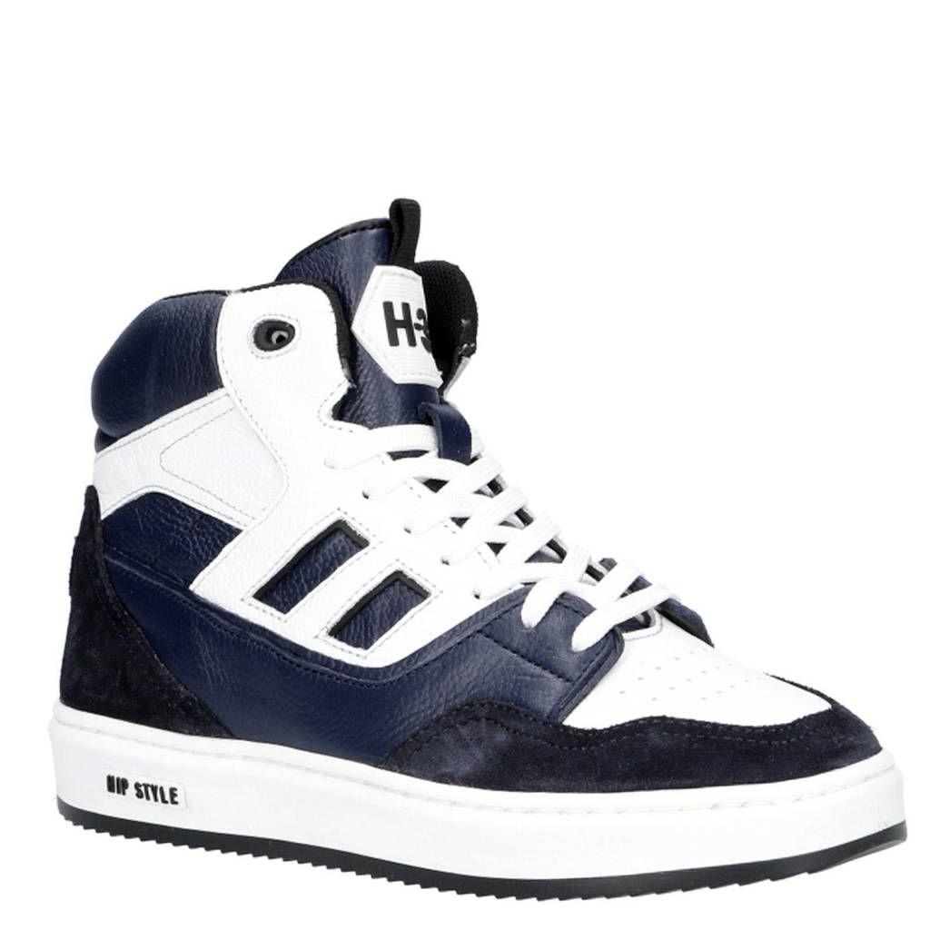 Hip leren sneakers blauw/zwart/wit