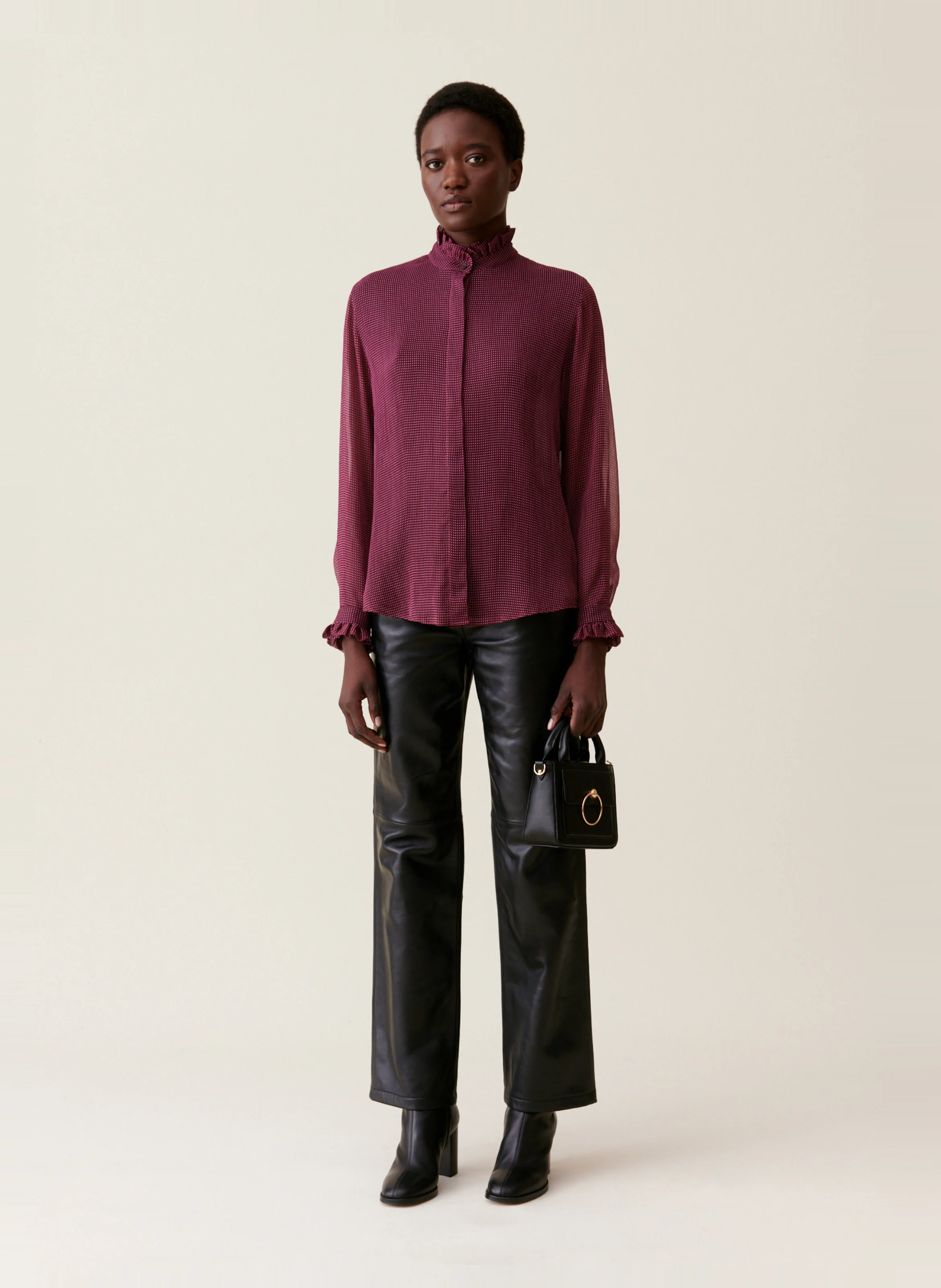 Chemise fluide à petits carreaux | Rose