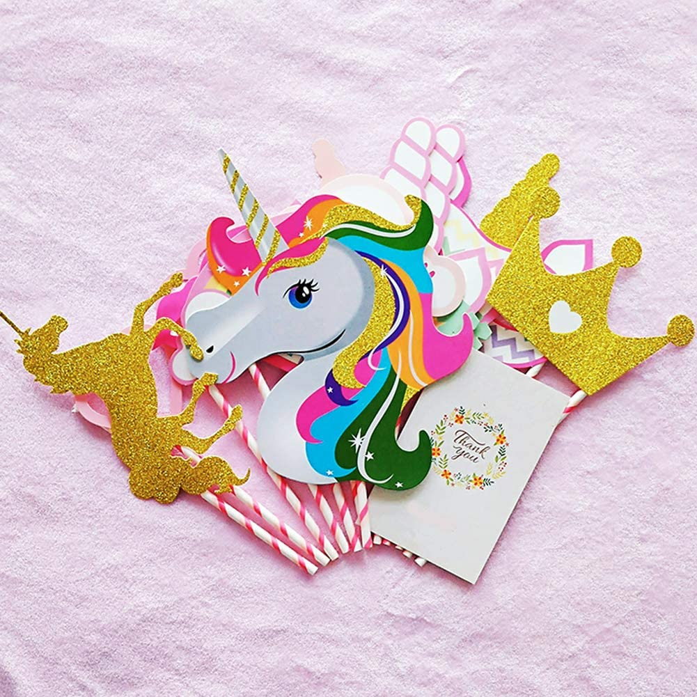 (12er Set) Photo Booth Fotorequisiten Party Foto Accessoires Dekorationen für lustige Bilder - Einhorn