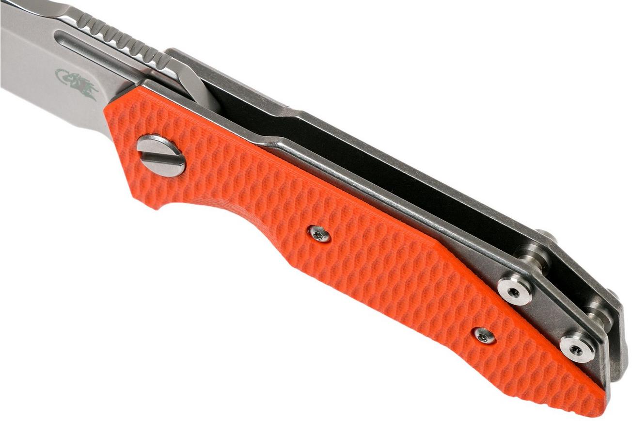 Rick Hinderer Half Track Gen 2, Spearpoint 20CV, Orange G10, zakmes