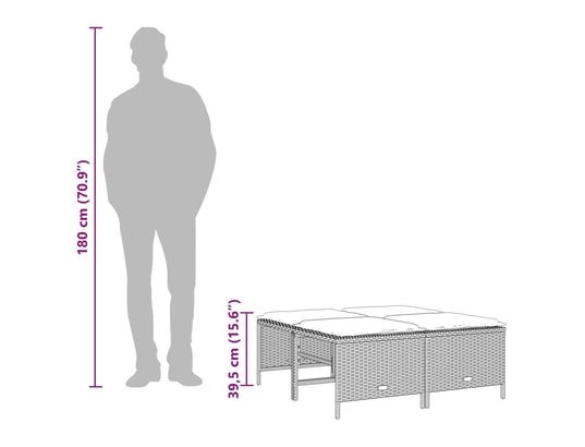 VIDAXL - Pouf Tabourets de jardin avec coussins lot de 4 noir résine tress...
