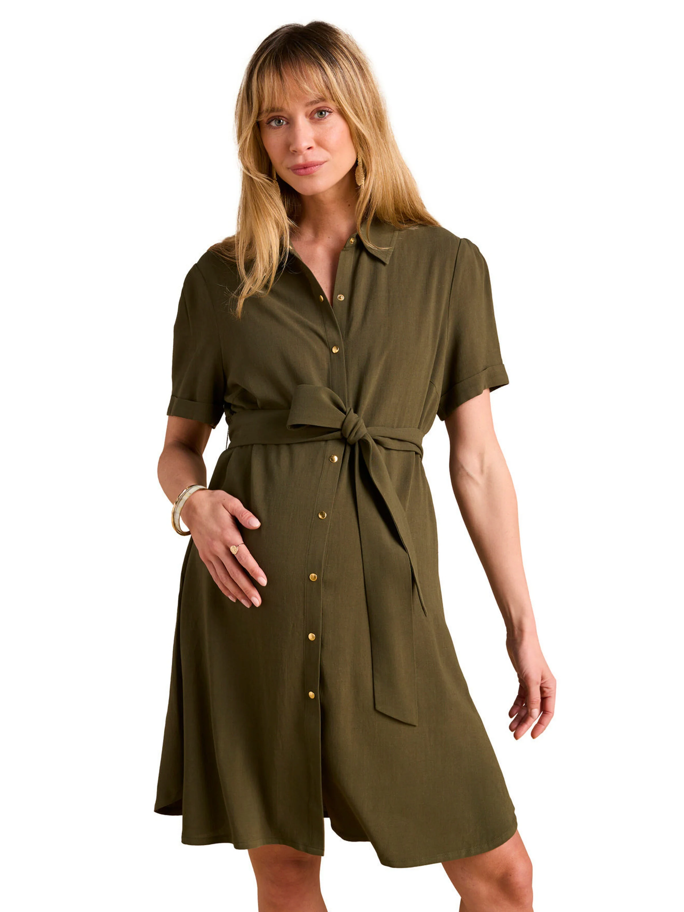 Envie de Fraise Kurzes Blusenkleid für Schwangerschaft und Stillzeit khaki