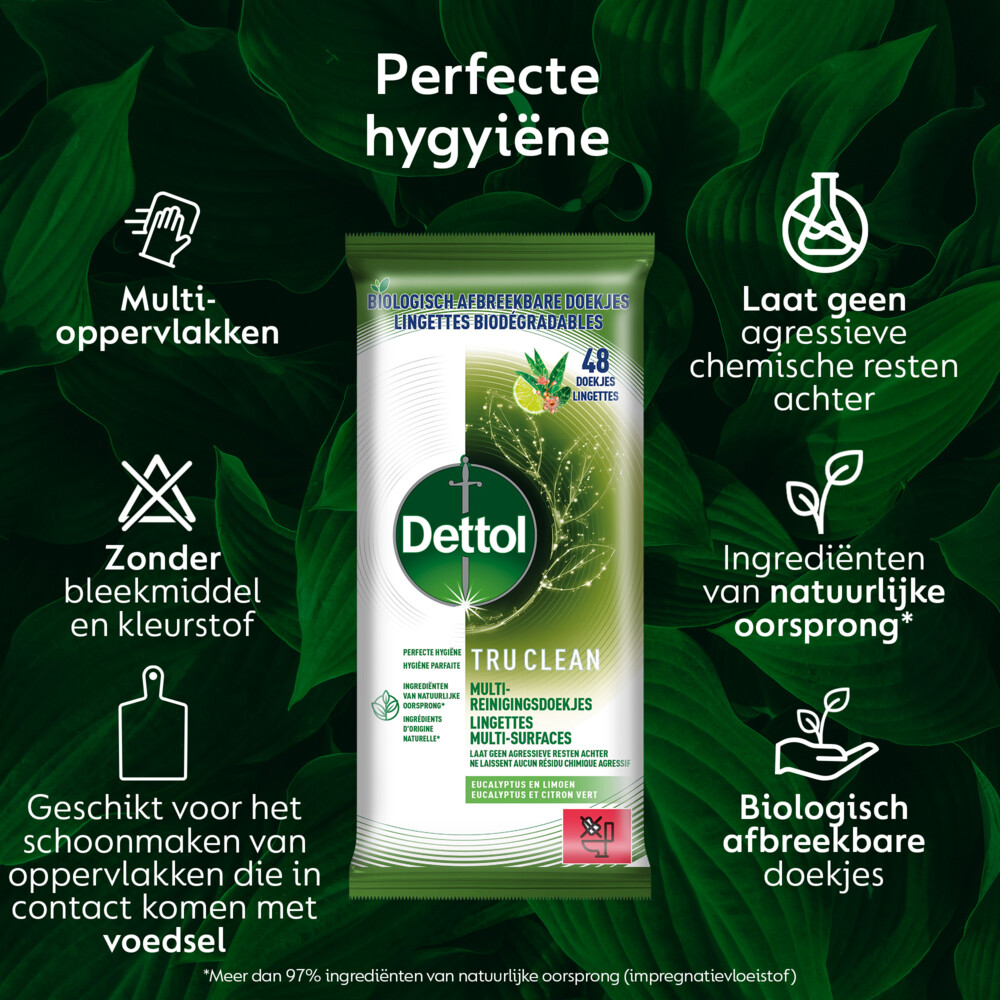 Dettol Reinigingsdoekjes Tru Clean Eucalyptus & Lime48 stuks