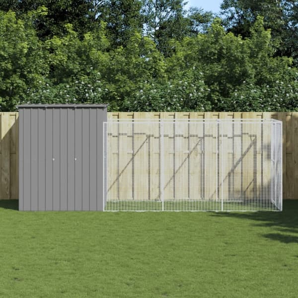 vidaXL Hundehus med tak lysegrå 165x455x181 cm galvanisert stål