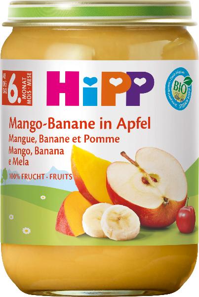Hipp Bio Mango Banane in Apfel<br>190 g, Glas