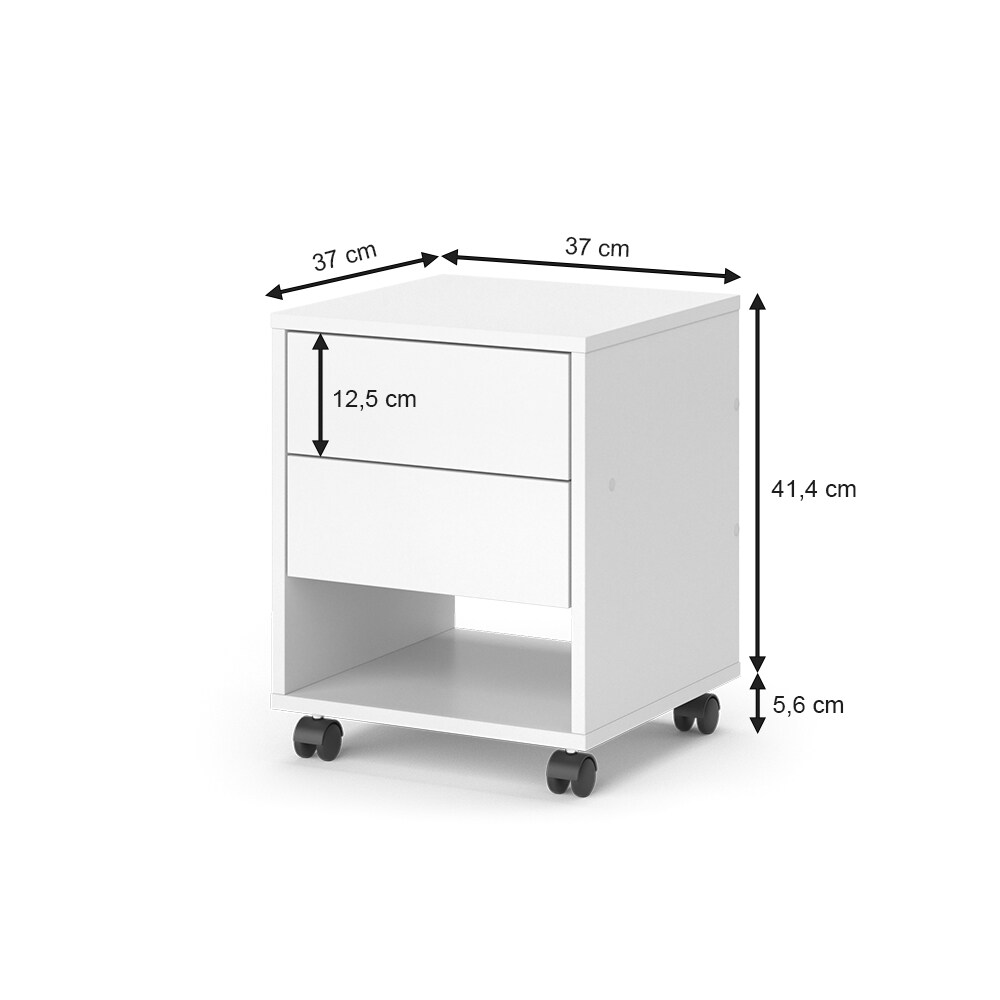 Vicco Hocker mit Schublade Jons, 37 x 37 cm, Weiß, Sitzhocker, Stauraum, Büromöbel