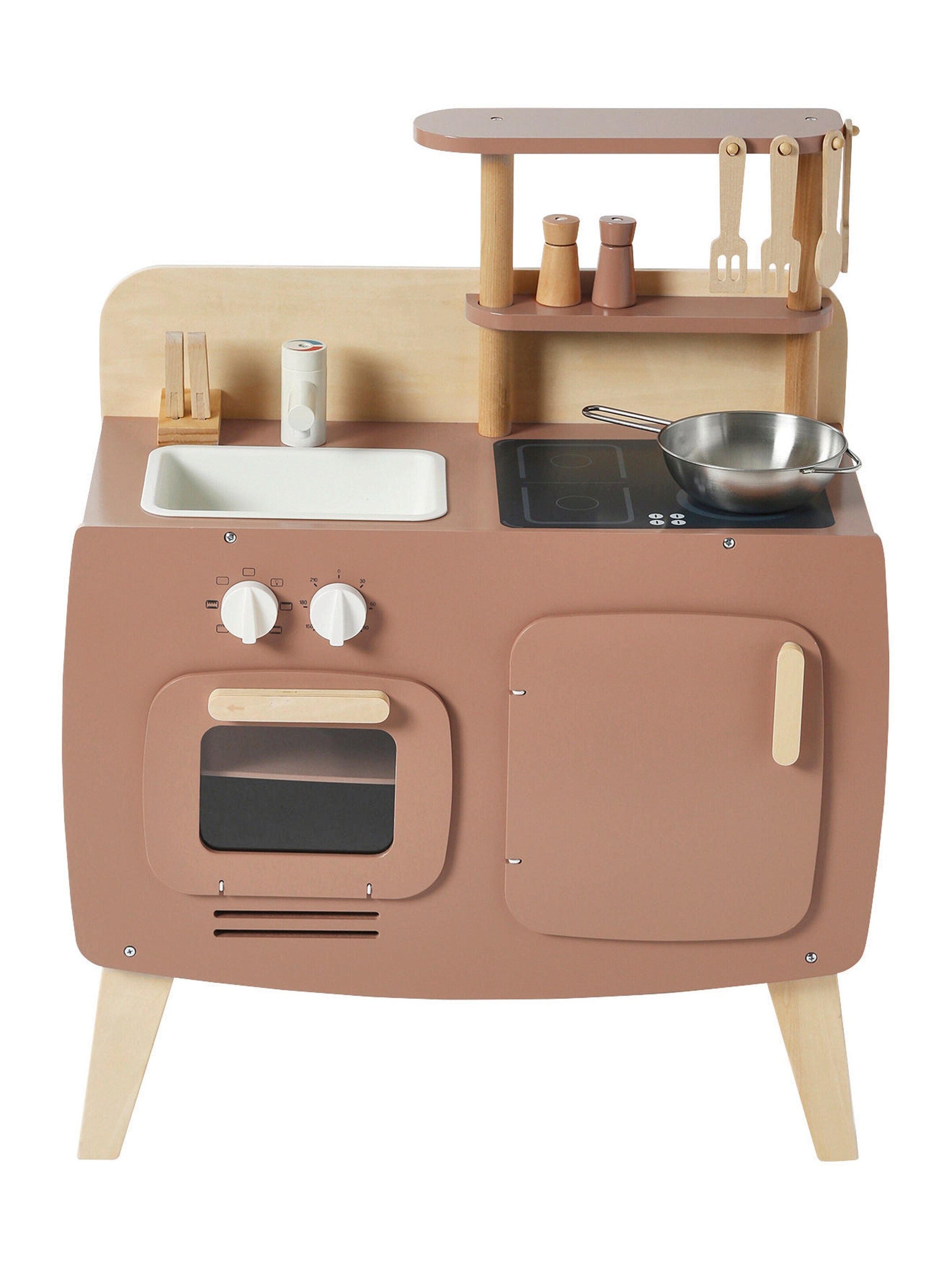 Vertbaudet Retro-Spielküche, Küche aus Holz FSC® karamel/natur mini retro