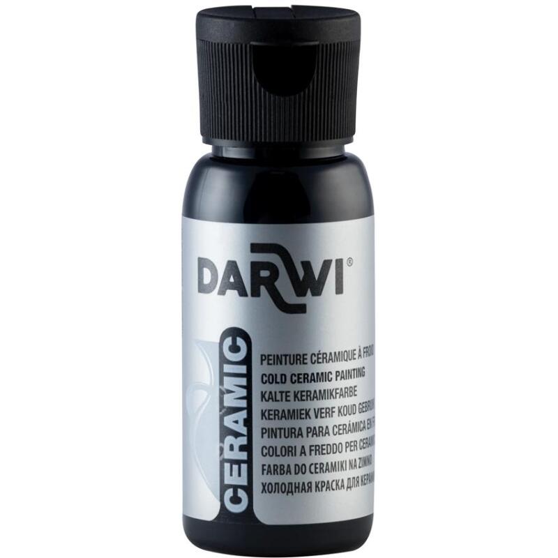 DARWI Flacon de 50 ml de Peinture sur Céramique à Froid - Noir