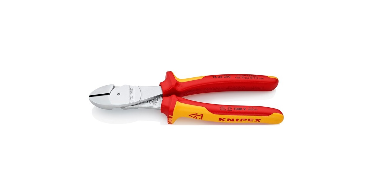KNIPEXKracht-zijsnijtang VDE 7406200 kniptang  (Rood/geel)