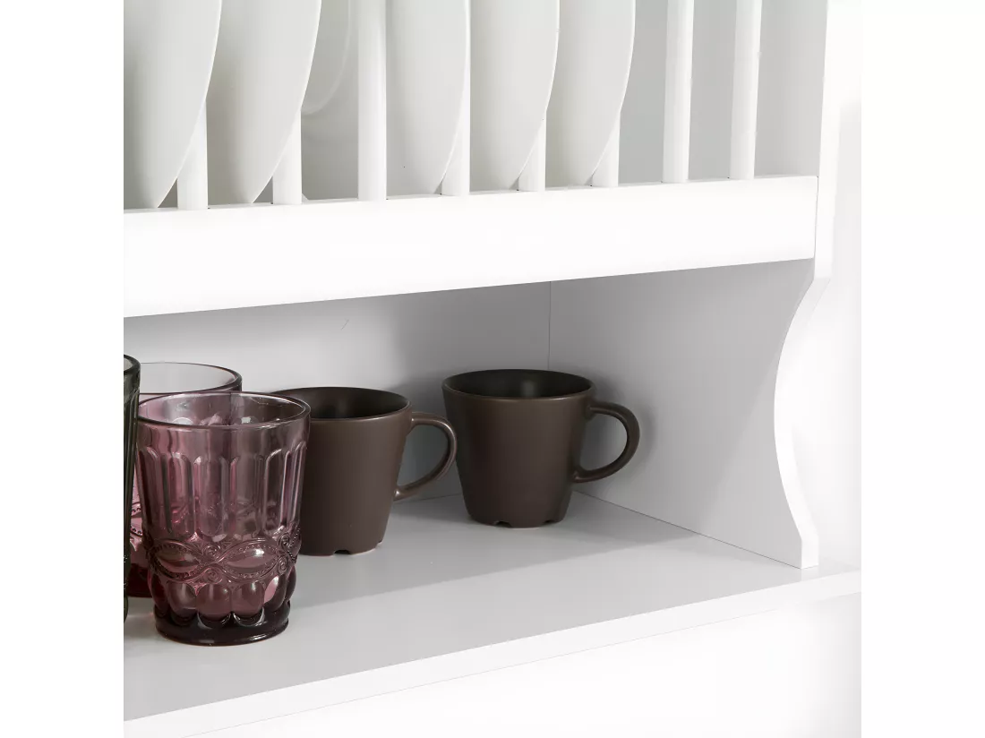 Porte-Assiettes Murale Meuble de Rangement d'assiettes Mural - avec 1 étagère – Blanc,SoBuy KCR04-W