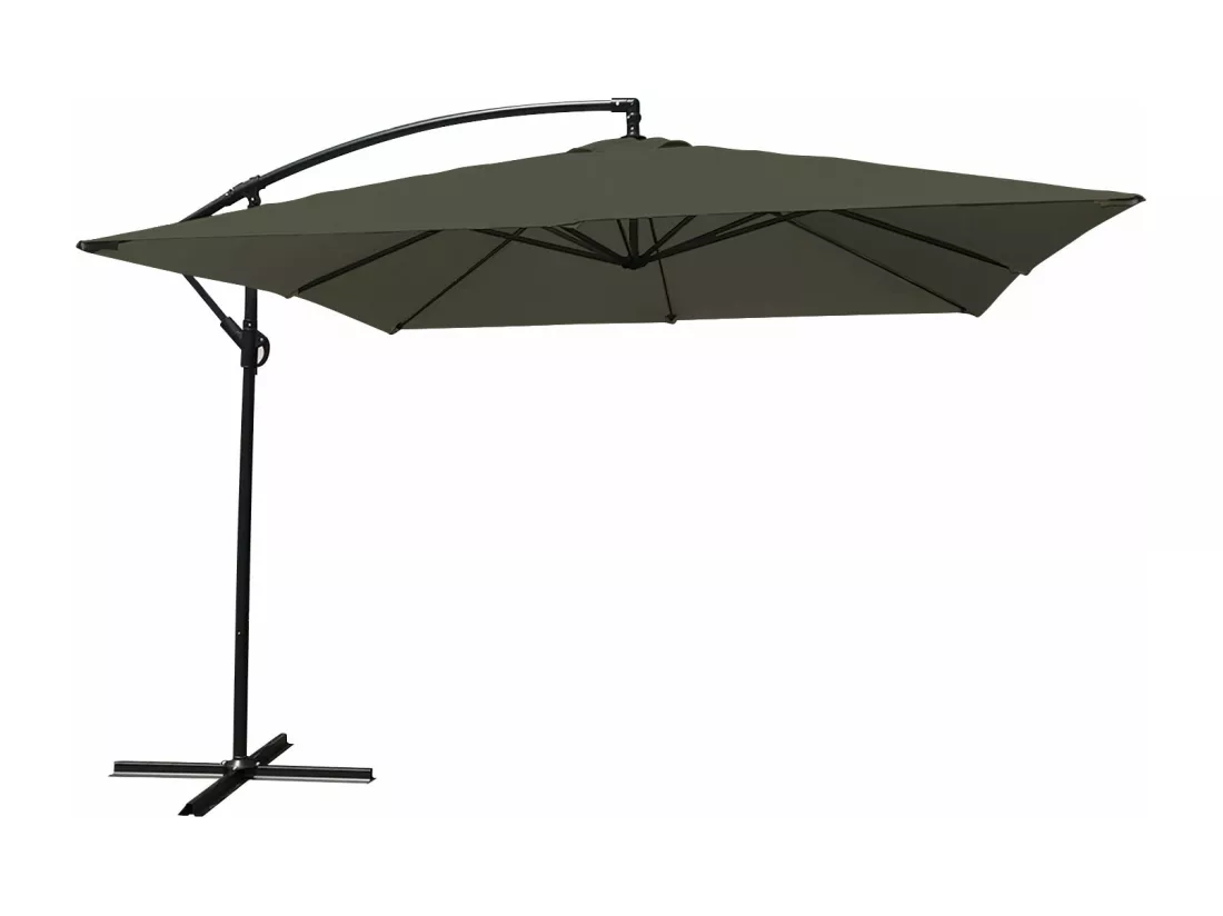 Parasol déporté MOLOKAI carré 2,7x2,7m gris - HAPPY GARDEN