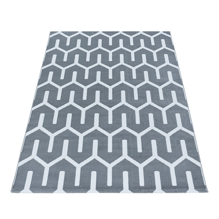 Modern vloerkleed - Streaky Pattern Grijs/Wit | Modern design