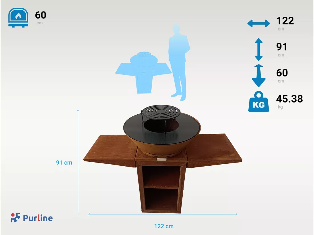 Barbecue avec plaque ronde, grill et support