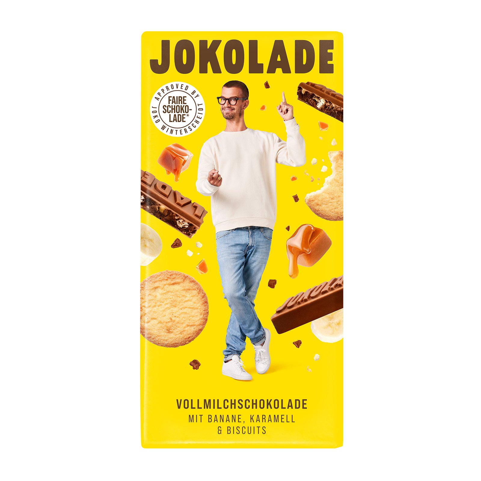 Jokolade Vollmilchschokolade mit Banane, Karamell & Biscuits