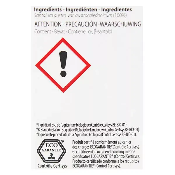 Óleo Essencial de Sândalo Amarelo Orgânico Pranarom 5ml