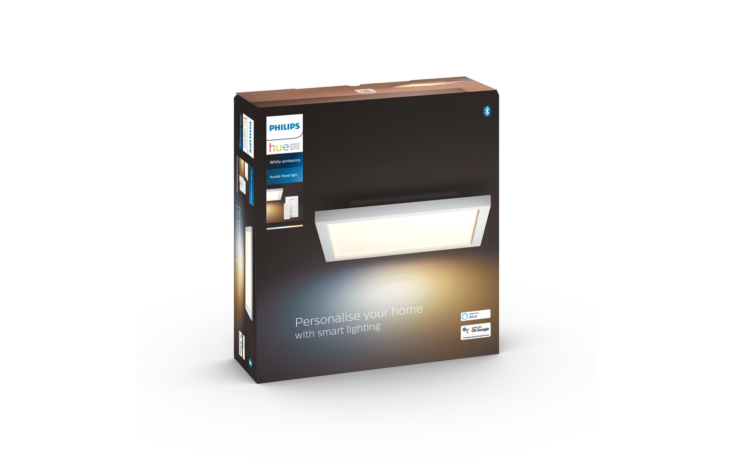 White Ambiance Aurelle Panelleuchte 60 x 60 Weiss + Dimmer<br>Flaches Hue Panel
