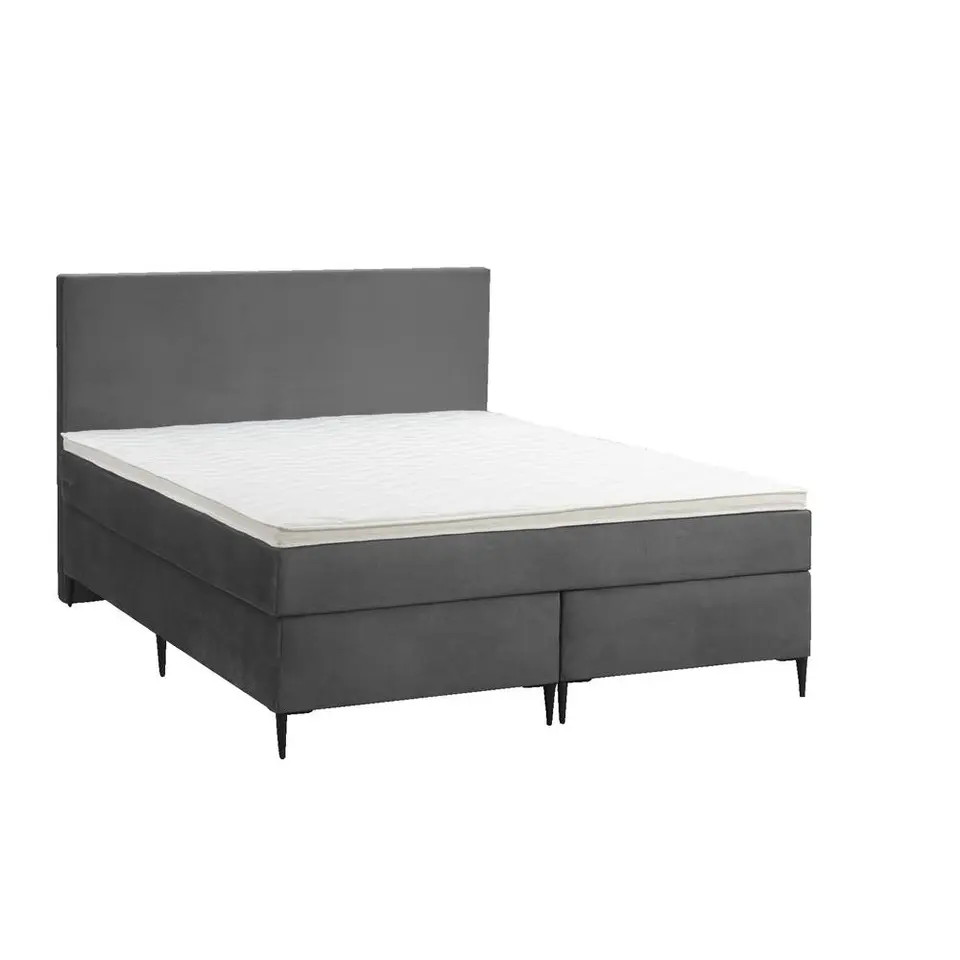 Boxspring Liv egaal - grijs - 140x200 cm - slanke poot