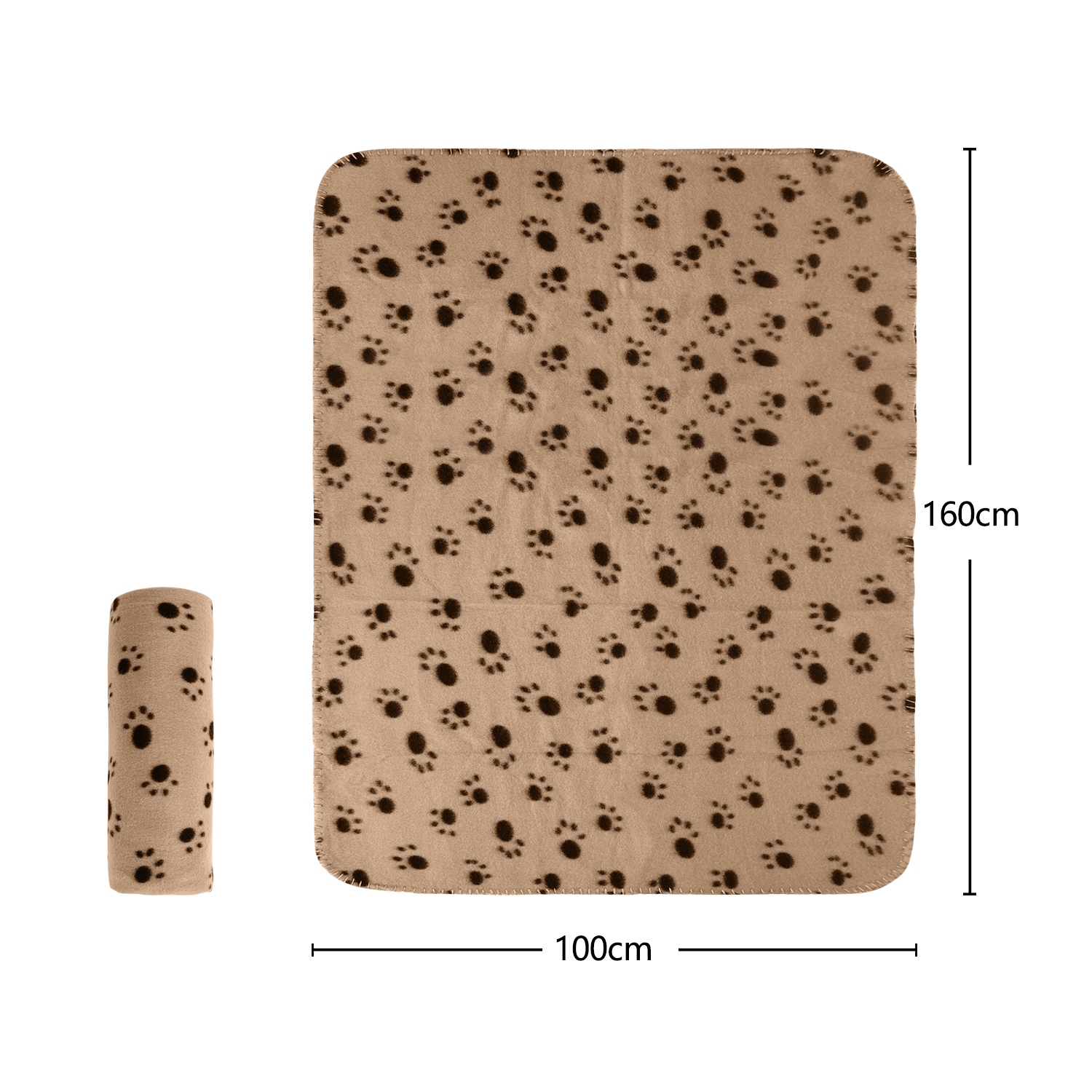 Nobleza – Conjunto de 6 Cobertores de Pelúcia Macia para Cães, Gatos e Outros Animais de Estimação. Laváveis. Bege, 120*100 cm