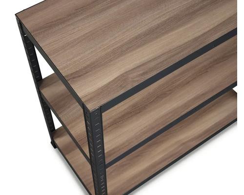 Stellingkast, opbergtafel, mat zwart, 88x90x45 cm, 3 houten planken, draagvermogen 525 kg