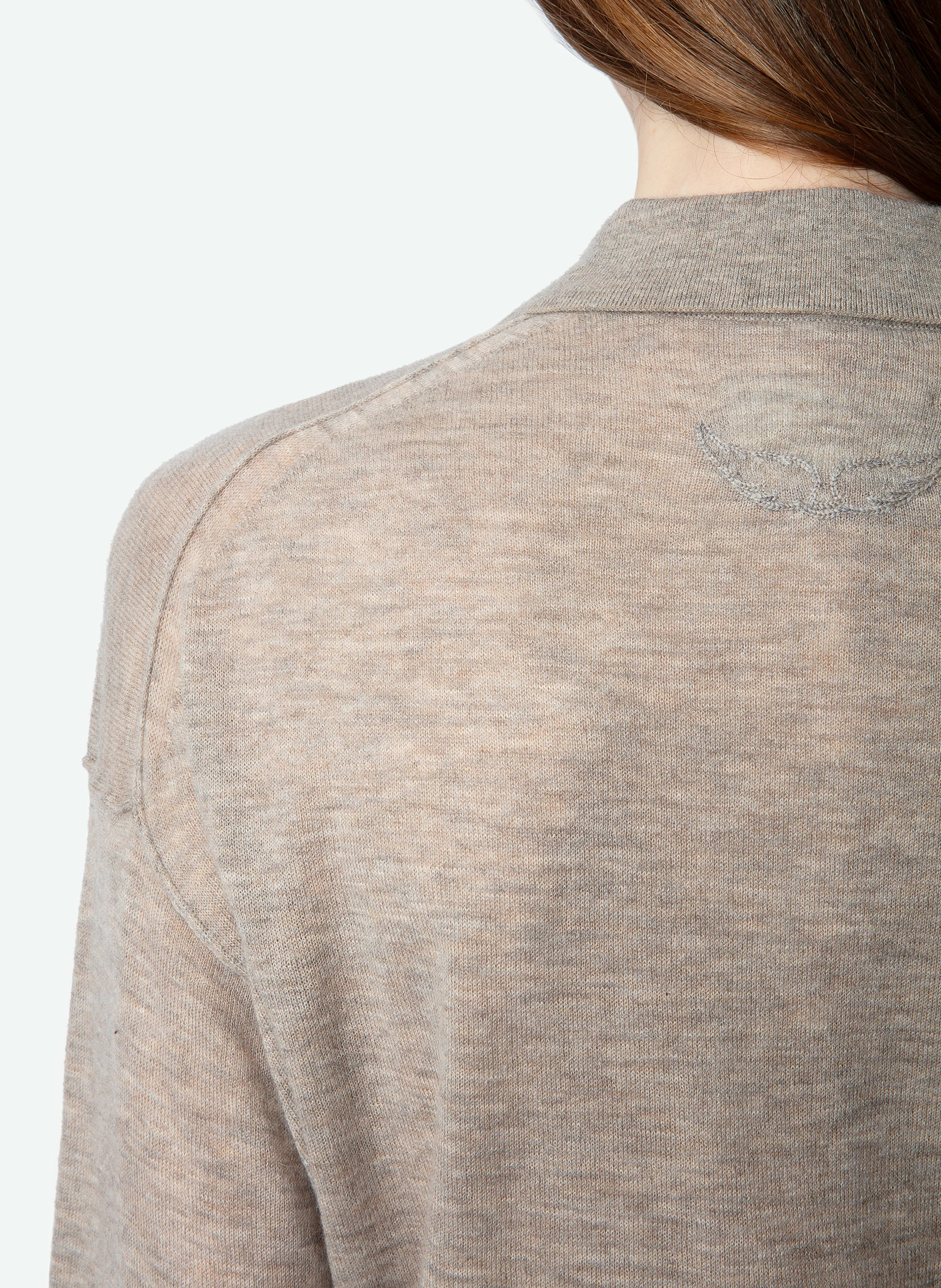 MARLY - Pull droit col polo en cachemire | Beige