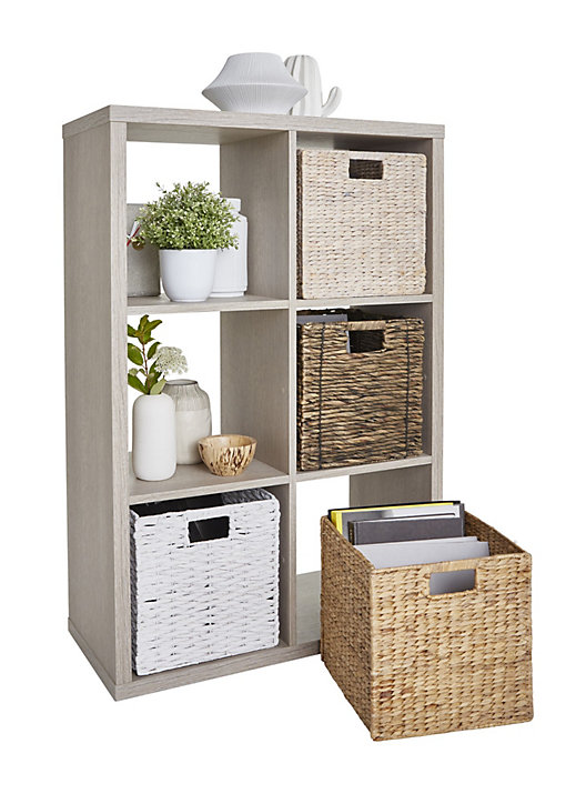 Boîte de rangement carrée en fibre naturelle Mixxit coloris gris