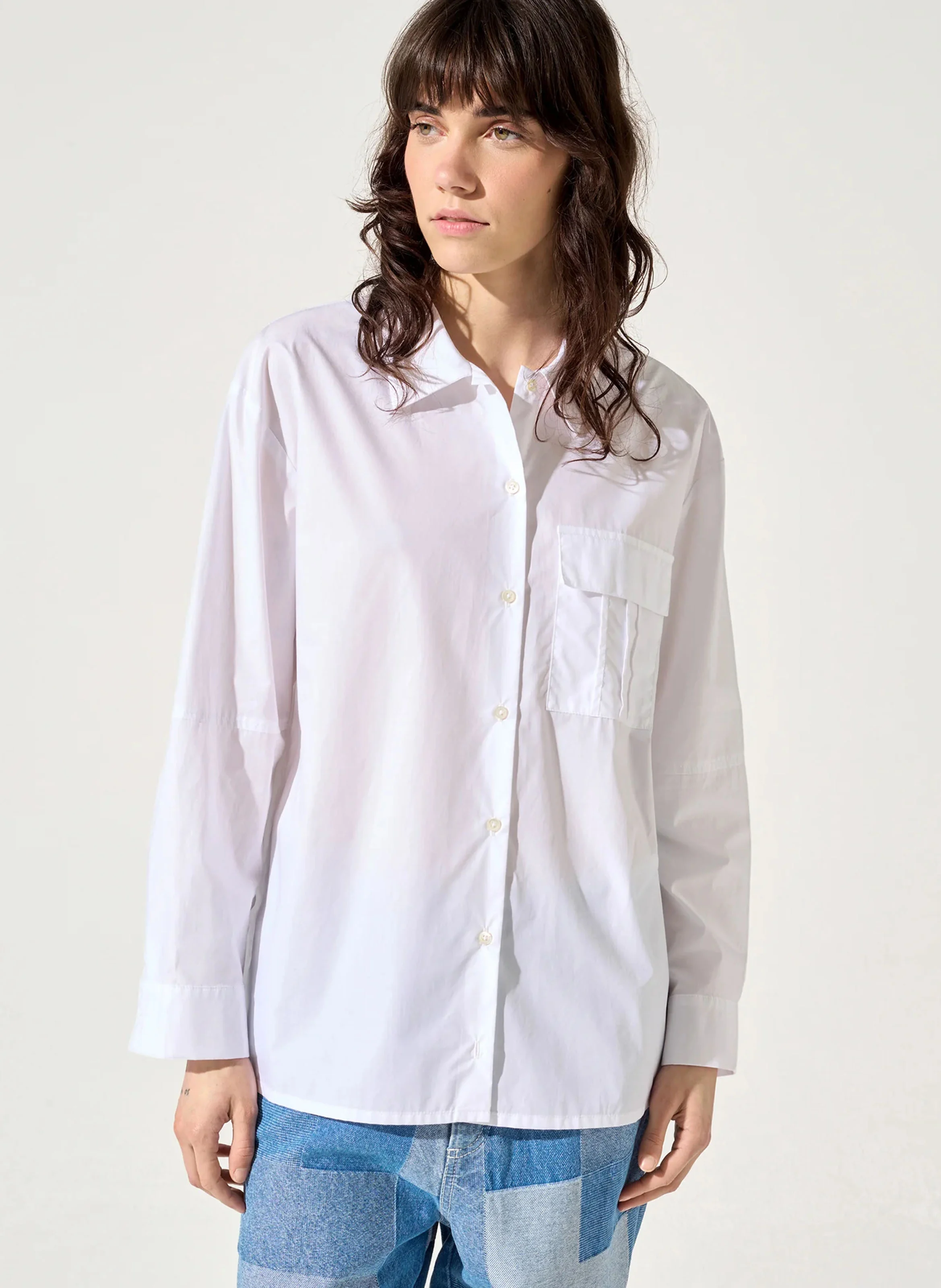 RON - Chemise ample col classique en coton bio | Blanc