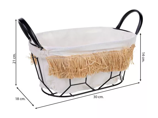 Panier de rangement en métal et tissu 30x18x14/21