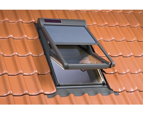 FAKRO AMZ Solar netzonnescherm, leigrijs, op zonne-energie, 55x78 cm (01)