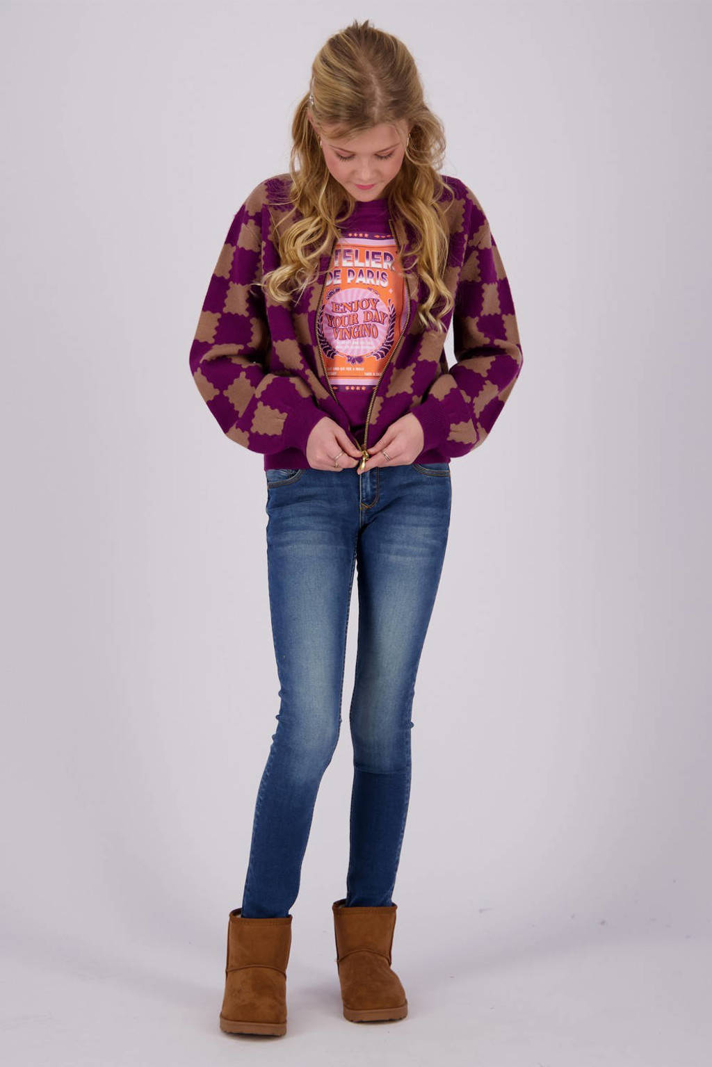 Vingino longsleeve Janneke met printopdruk paars