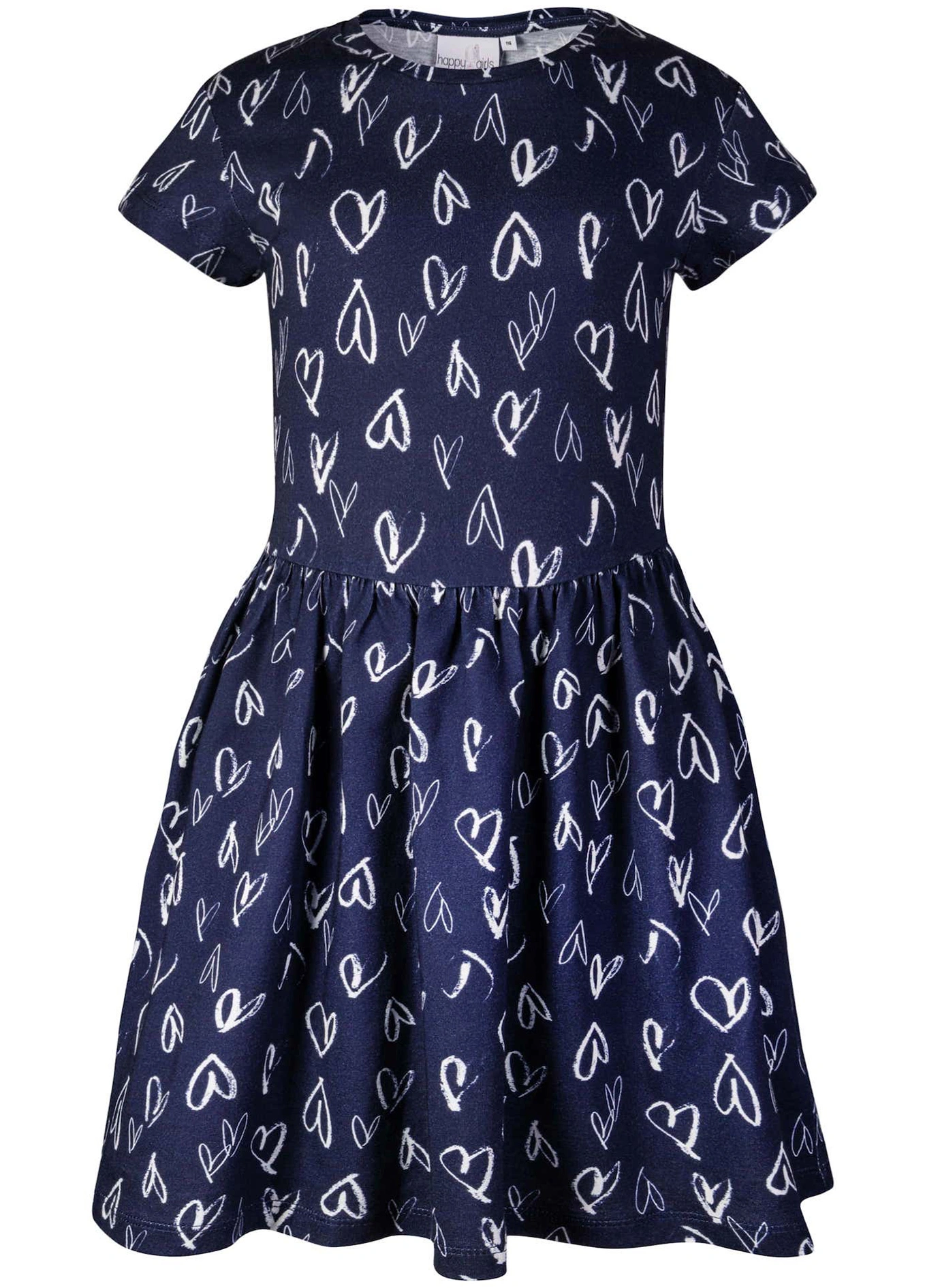 Kurzarm-Kleid HEARTS AOP in navy