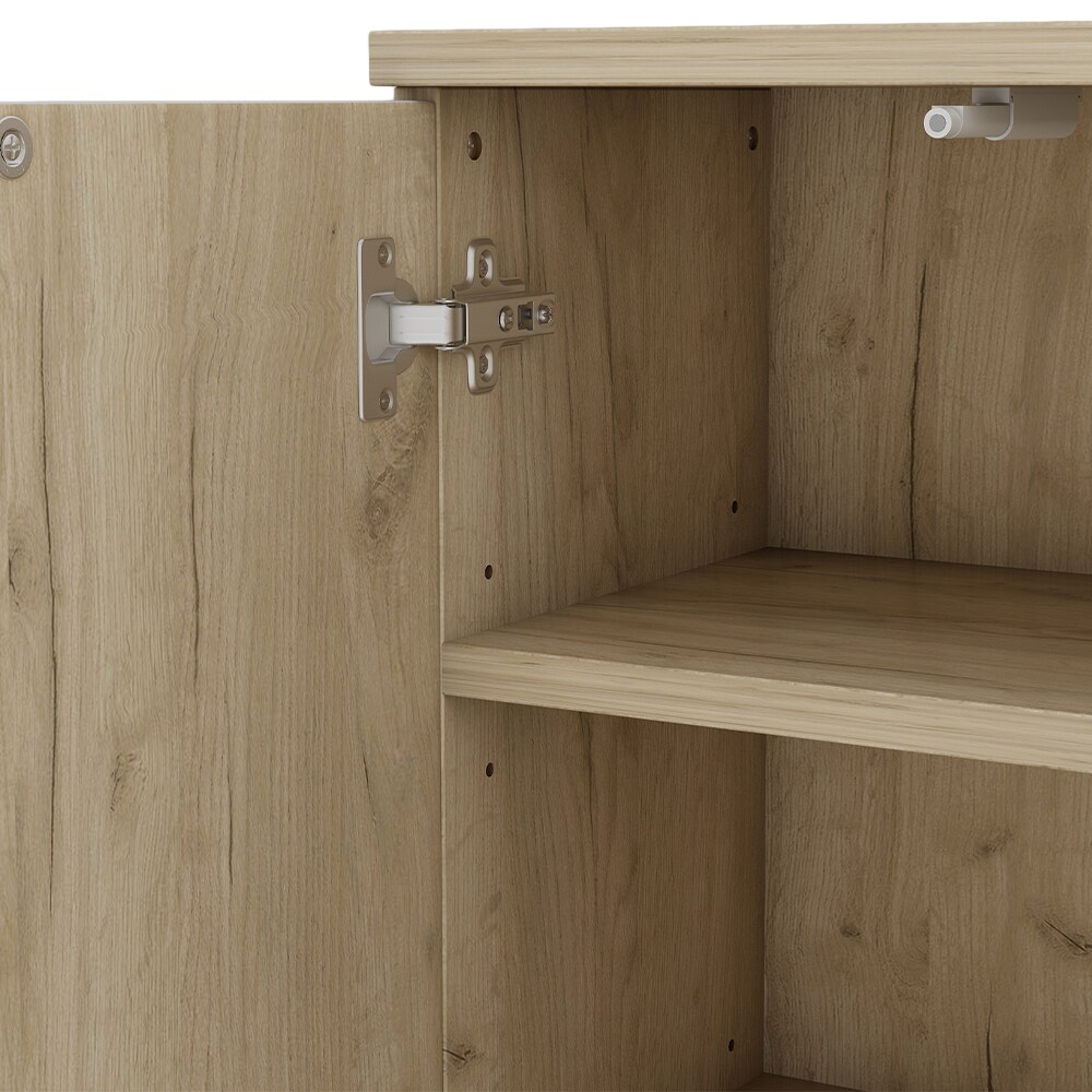 Vicco Badschrank Badezimmerkommode Badezimmermöbel Edge Eiche Weiß modern 60x80 cm Badezimmer Schrank Badmöbel 2 Türen 3 Fächer