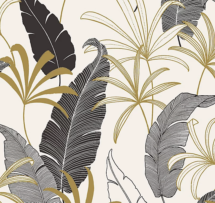 Papier peint intissé GoodHome Selago noir or et blanc