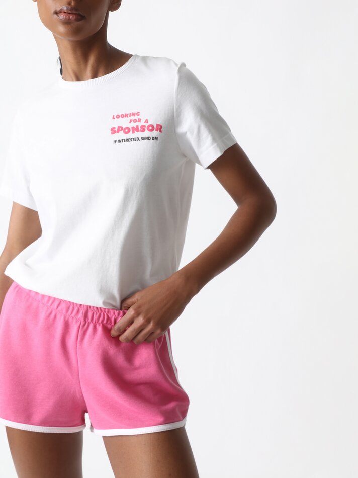 Shorts básicos de tecido atoalhado com detalhes - Tamanho Médio Rosa