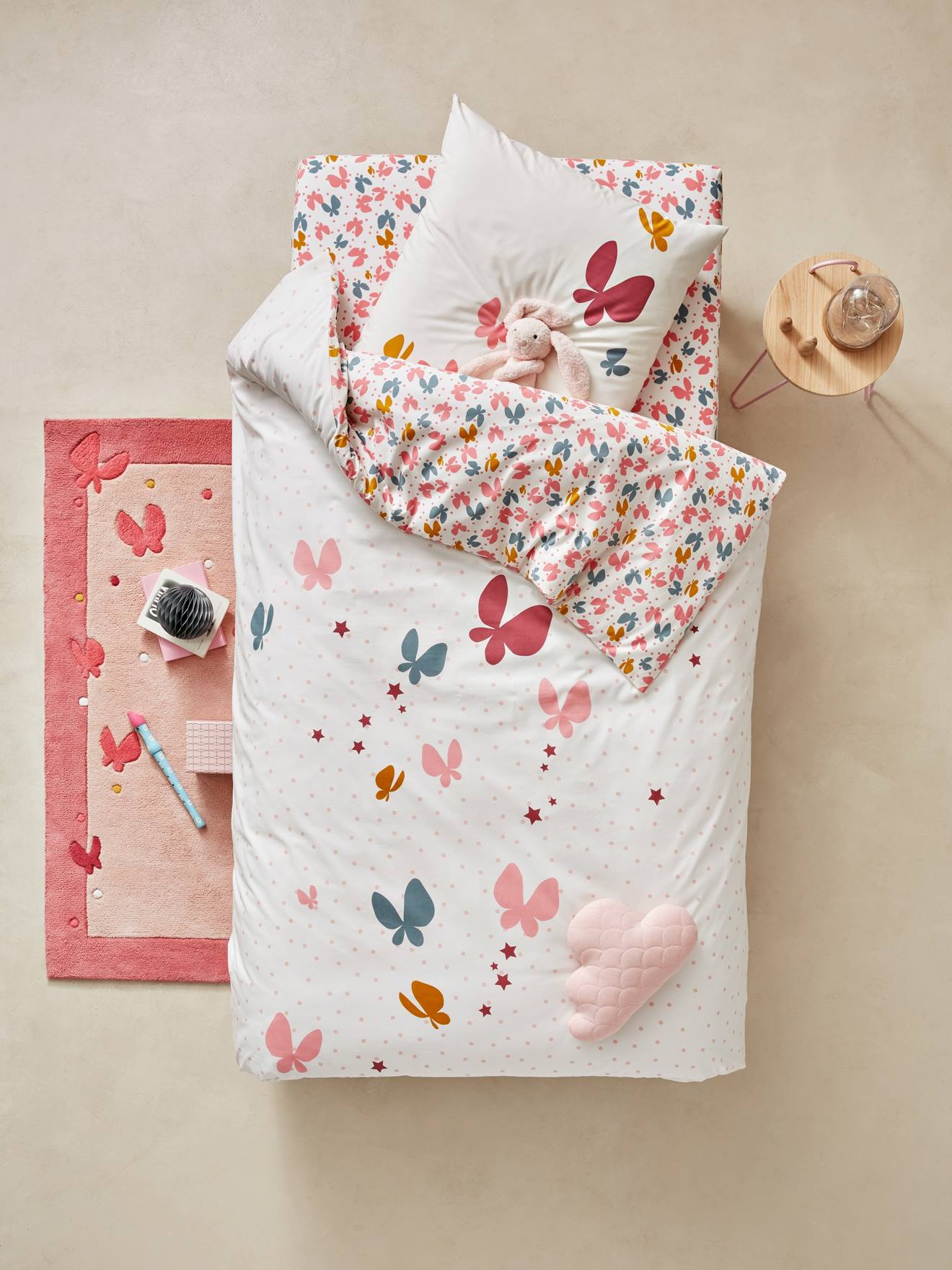 Lençol de elástico infantil, estampa rosa Fly