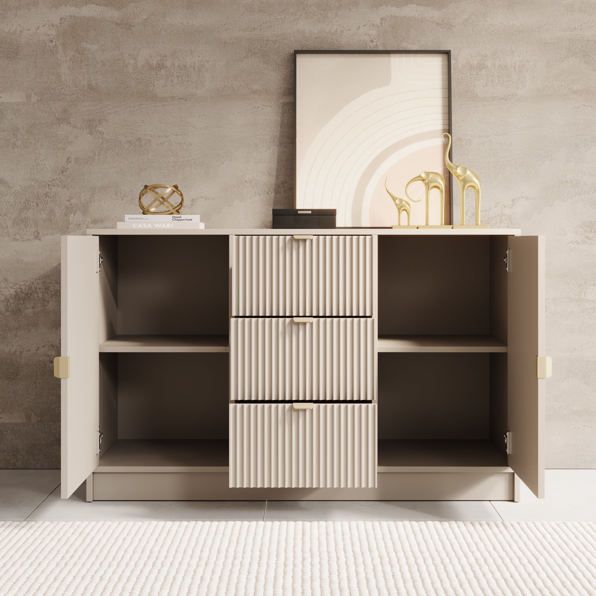Meubella - Dressoir Tavares - Beige - 118 cm