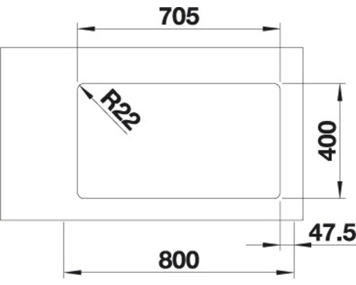 Blanco ANDANO 500/180-U spoelbak, 745 x 440 mm, roestvrij staal, 522989