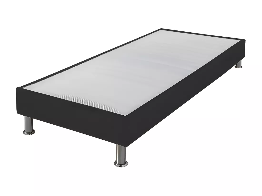 Sommier tapissier + pieds Omega Gris 3 80x200 Lattes bois - H.15 cm - Made in France