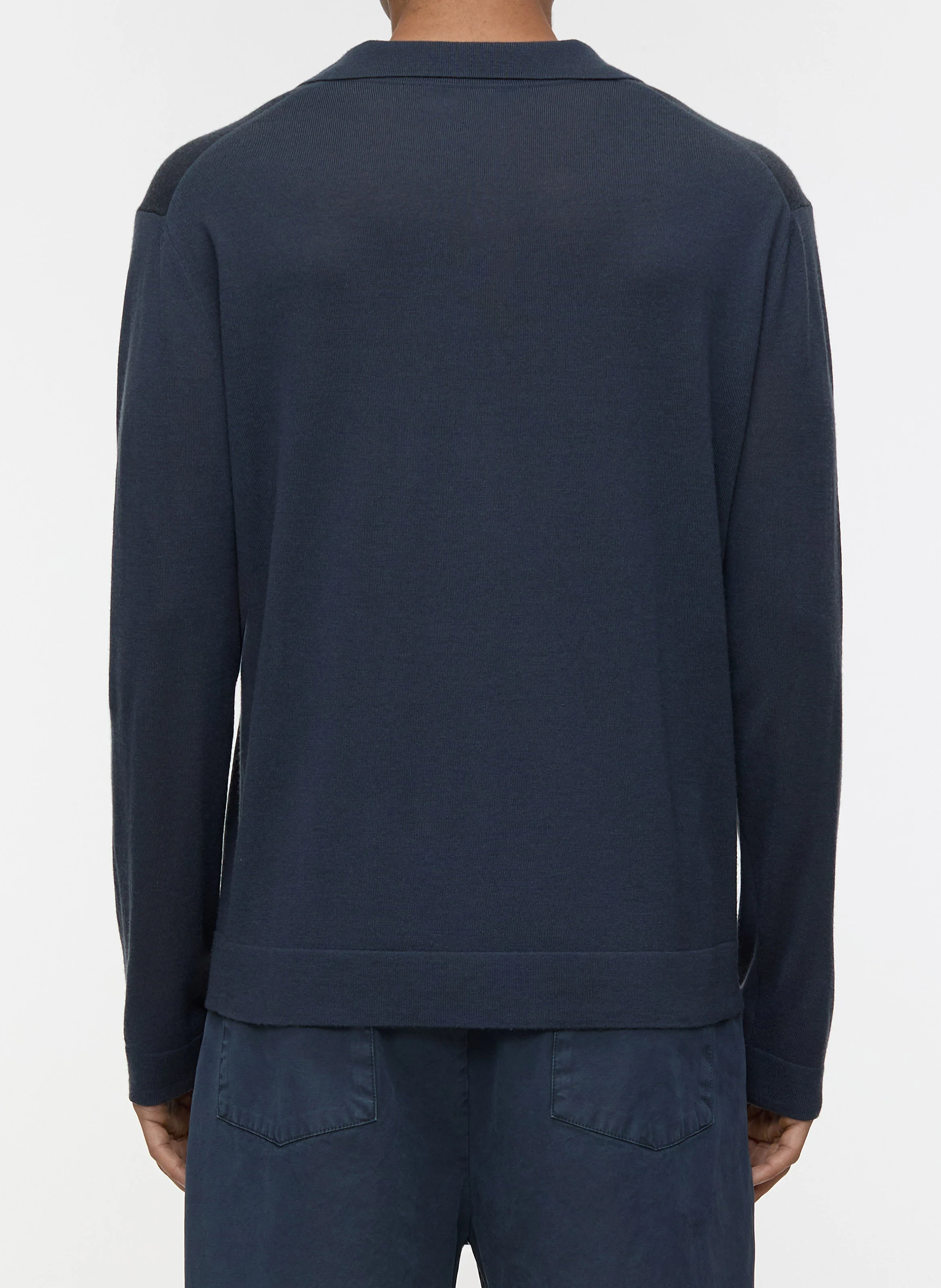 Polo manches longues en laine et cachemire | Bleu
