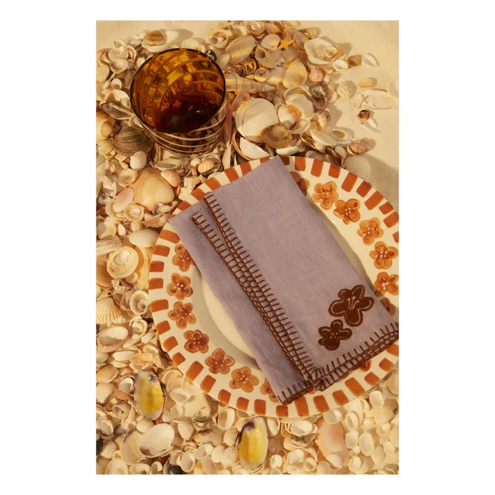 Tressé Serviette de table en lin brodé | Parme