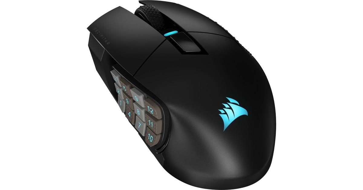CorsairScimitar Elite Wireless MMO-gamingmuis  (Zwart, 100 - 26.000 dpi, USB 2.0 | 2,4 GHz | Bluetooth | RGB)