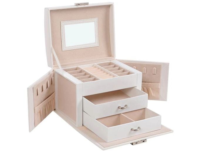 Songmics Schmuckschatulle 17.5 cm, Weiss Schmuckkasten