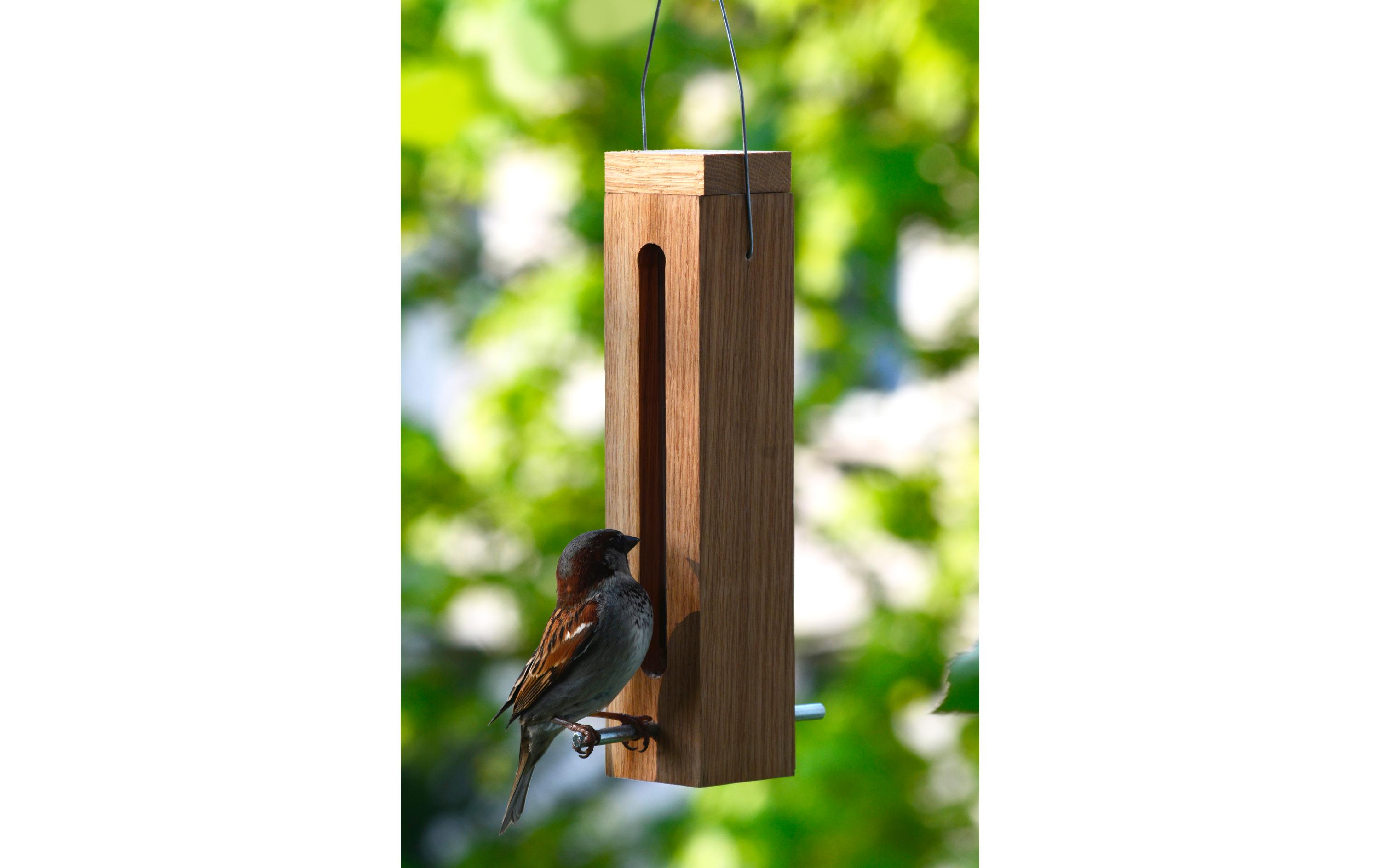Futterspender für Wildvögel, 5 x 5 x 23 cm, HolzFuttersäule zum Aufhängen