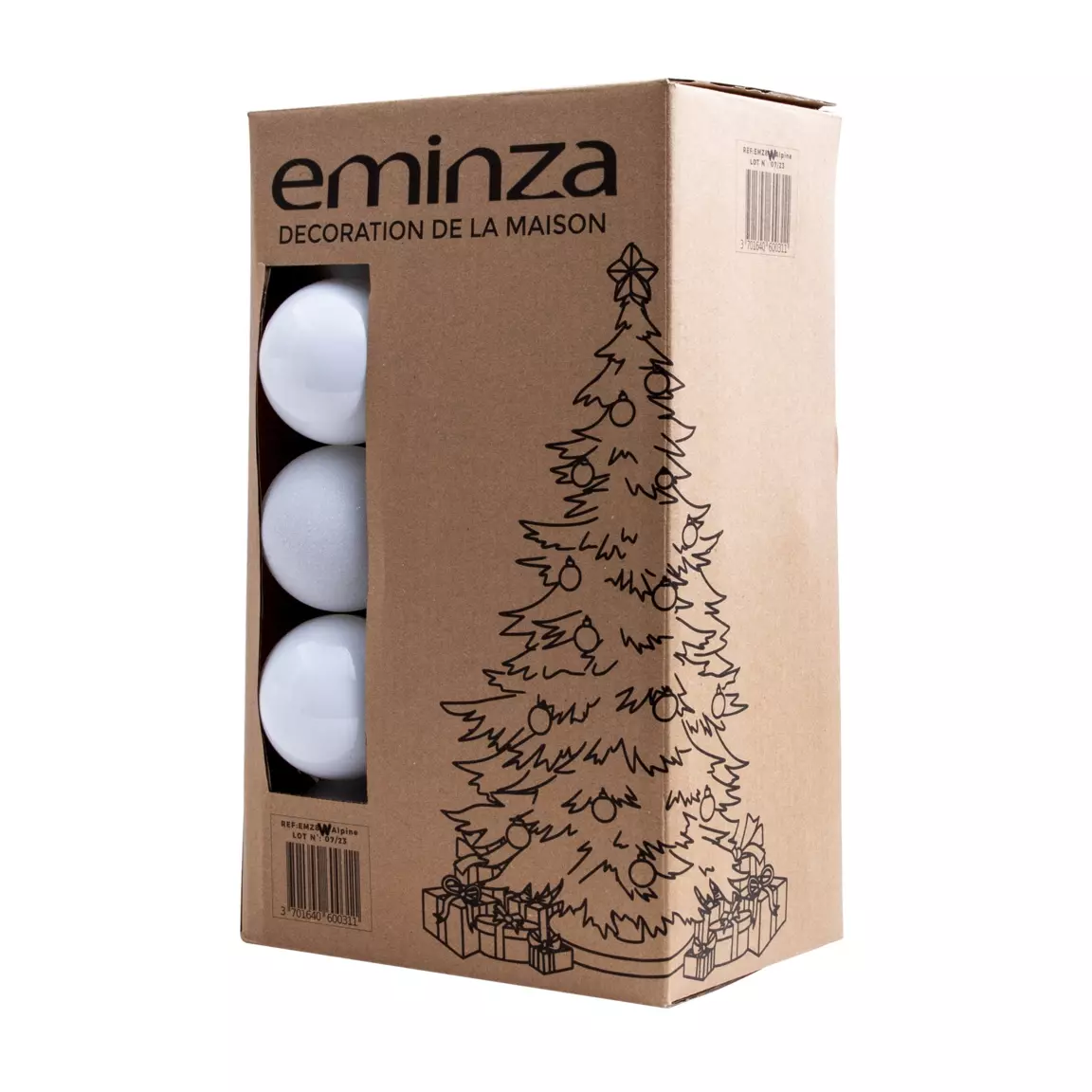 Lot de 30 boules de Noël (D80 mm) New Alpine Blanc