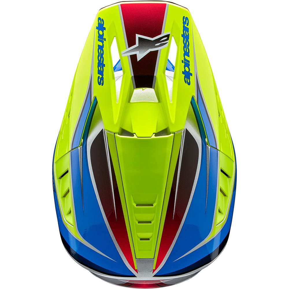 Alpinestars - Casque S-M5 Sail Bleu / Jaune fluo / Argent / Brillant