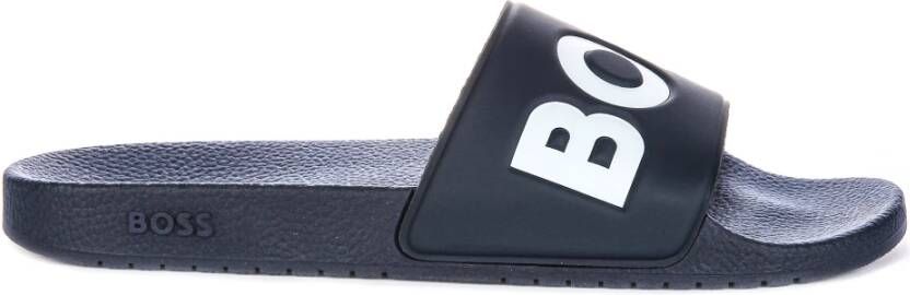 Hugo Boss heren BOSS slippers contrast logo blauw
