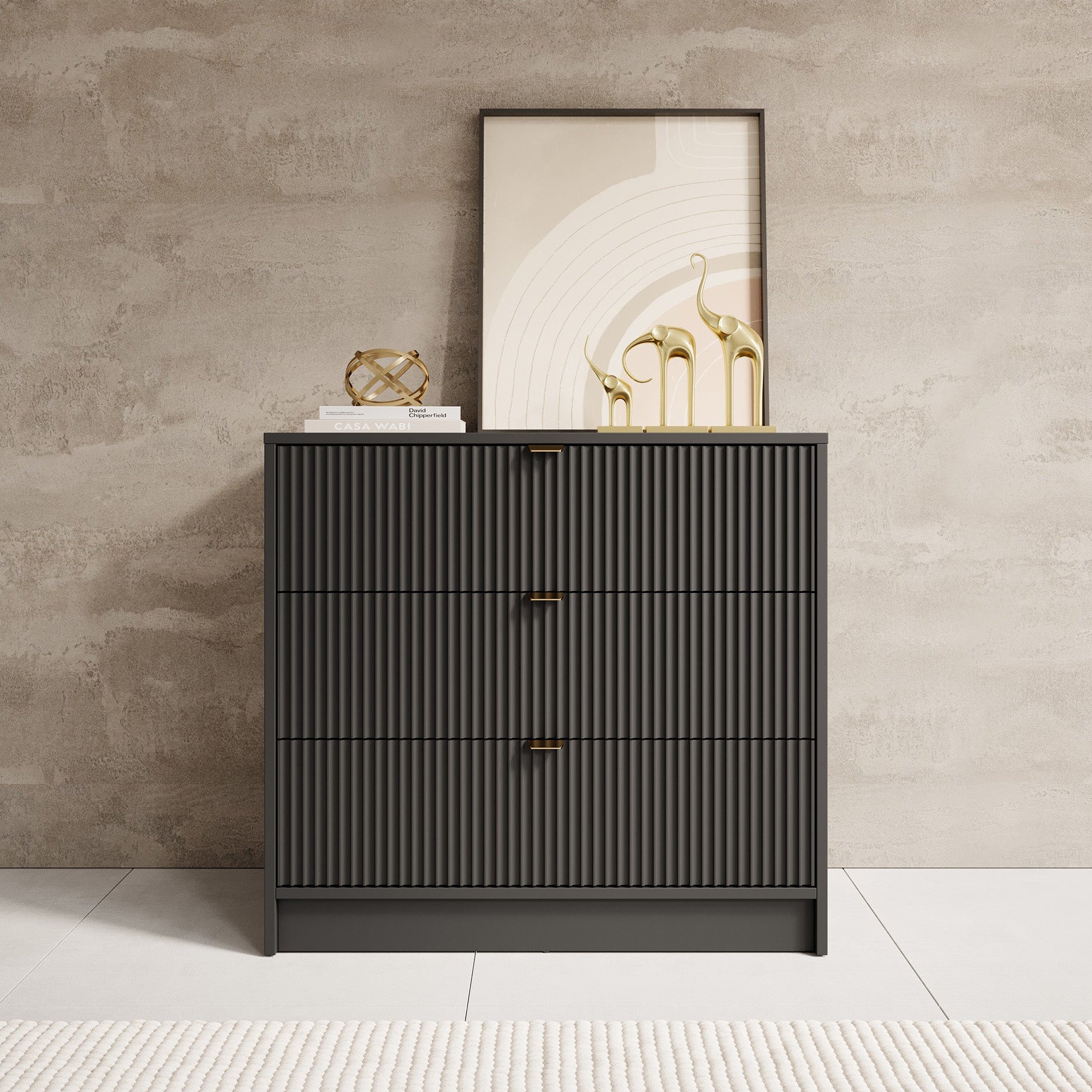 Ladekast Tavares - Zwart - 80 cm