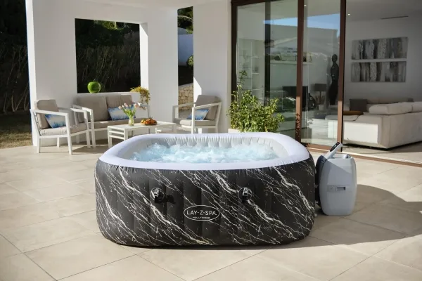 Bestway Lay-Z-Spa 6001F, 778 L, 6 person(er), Firkant, Boble/Jet massage, ABS, Polyethylenterephthalatfolie (PET), Polyvinylchlorid (PVC), Sort, Hvid